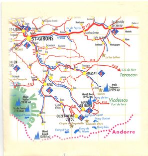 Plan d'accès à l'Hostellerie des trois Seigneurs à Massat, Ariège, Couserans, Pyrénées